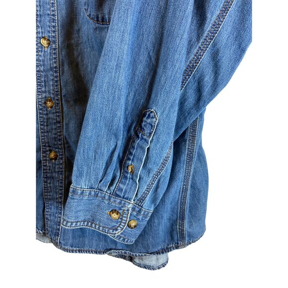 Wrangler Riggs Workwear Mens Denim Button-Front Shirt L 100% Cotton Long Sleeve - Picture 4 of 8